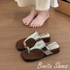 BM325 Dép bệt nữ Bonita Shoes xỏ ngón khoá vàng quai kẹp tam giác 3 cm P - NS12