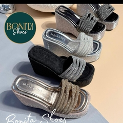 BM245 Dép xuồng nữ Bonita Shoes 1 4 quai đá xoắn đế bling lót bóng cao 10 cm - NS2
