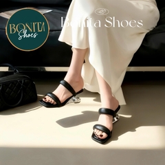 G532 Guốc cao gót nữ Bonita Shoes mũi vuông 2 quai mút mềm gót mới - NS1