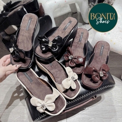 BM264 Dép xuồng nữ Bonita Shoes quai nơ B ngang da mềm 6 cm - NS12
