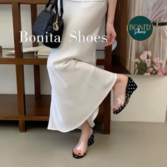 D146 Cao gót nữ Bonita Shoes CHẤM BI quai Mica cao 7cm - NS1