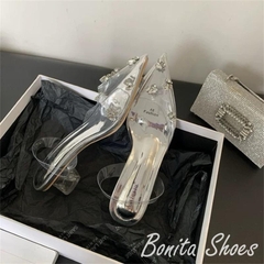 G102 Giày cao gót nữ Bonita Shoes mũi nhọn hột đá gót mica vuông cao 5 cm - NS1