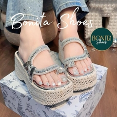 BM261 Dép xuồng nữ Bonita Shoes đính đá lắp lánh cao 8 cm - NS12