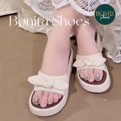 CŨ  BM10 Dép xuồng bánh mì nữ Bonita Shoes quai Nơ ngang mềm mại cao 7cm - NS1