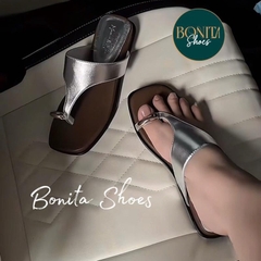 BM325 Dép bệt nữ Bonita Shoes xỏ ngón khoá vàng quai kẹp tam giác 3 cm C - NS12