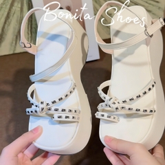 DX720 Sandal xuồng nữ Bonita Shoes quai chéo thắt 8cm - NS2