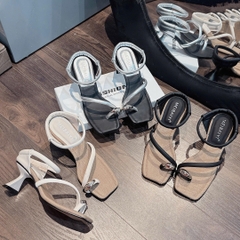 G277 Guốc cao gót nữ Bonita Shoes xỏ ngón khoá nút bac quai mảnh cắt gót cao 5cm - NS1