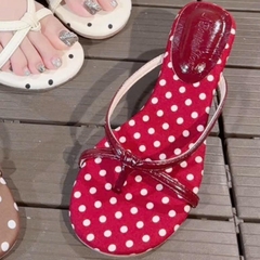 G339 Dép kẹp nữ Bonita Shoes Chấm Bi 2 quai ngang CHÉO cao 4cm (FORM RỘNG) - NS1