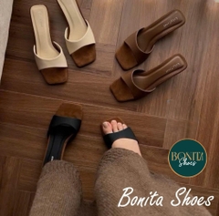 G302 Guốc cao gót nữ Bonita Shoes mũi vuông quai bản ngang Gót Pháp da mềm cao 5cm (HÀNG CÓ SẴN ) C - NS1