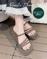 DX187 Dép xuồng bánh mì nữ Bonita Shoes quai ngang nhiều dây mảnh ánh beo cao 10 cm - NS2