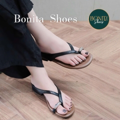 D530 Dép bệt nữ Bonita Shoes quai dây mảnh xỏ ngón khóa vàng - NS1