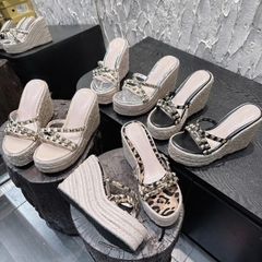 DX005 Dép xuồng nữ đế cối Bonita Shoes quai chéo dây đinh đá đế cối cao 12cm - NS12