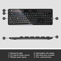 Bàn phím Logitech năng lượng mặt trời, Logitech Wireless Solar Keyboard K750, hàng chính hãng bảo hành 6 tháng