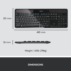 Bàn phím Logitech năng lượng mặt trời, Logitech Wireless Solar Keyboard K750, hàng chính hãng bảo hành 6 tháng