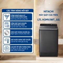 Máy giặt cửa trên HITACHI Inverter _ Dual Waterfall 13.5 Kg  - LTL H3MVJWT_GG