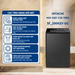 Máy giặt cửa trên HITACHI Inverter _ Dual Jet 20 Kg - SF_200ZHV GG