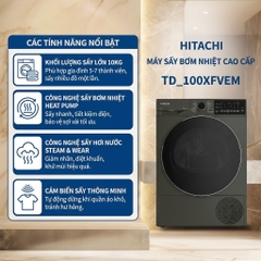 Máy sấy bơm nhiệt HITACHI Inverter 10 Kg - TD_100XFVEM
