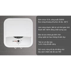 Bình nước nóng gián tiếp Ariston Andris 2 15L _ Bình vuông chuẩn _ AN2-15R2.5FE _ Hàng chính hãng