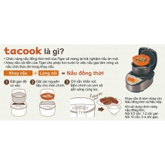 Nồi cơm điện tử Tiger 1.8 Lít JAX-S18W - Công nghệ nấu độc quyền Tacook 2 trong 1, Hàng chính hãng