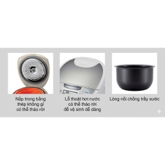Nồi cơm điện tử Tiger 1.8 Lít JAX-S18W - Công nghệ nấu độc quyền Tacook 2 trong 1, Hàng chính hãng