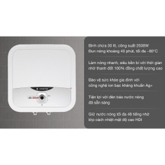 Bình nước nóng gián tiếp Ariston Andris 2 30 Lít - Bình vuông - AN2-30R2.5FE - Hàng chính hãng