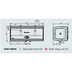 Bình nước nóng gián tiếp Ariston SLIM 3  30 Lít - Bình ngang LED - SL3-30RS - Hàng chính hãng