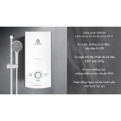 Bình nước nóng trực tiếp Ariston AURES 4500W - Bơm êm, Cao cấp - AURESPRE-4.5P - Hàng chính hãng
