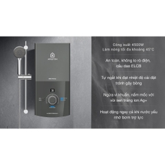 Bình nước nóng trực tiếp ARISTON AURES 4500W - Có bơm tăng áp - AURESPRE+4.5P - Hàng chính hãng