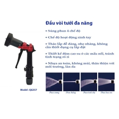 Vòi xịt tưới cây Takagi nhựa cao cấp QG557 nhẹ nhàng bền bỉ, súng tưới 4 chế độ chịu nhiệt cao
