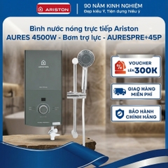 Bình nước nóng trực tiếp ARISTON AURES 4500W - Có bơm tăng áp - AURESPRE+4.5P - Hàng chính hãng