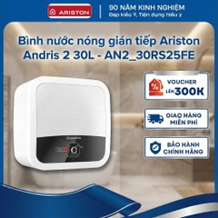 Bình nước nóng gián tiếp Ariston Andris 2 30L - Có đèn báo nước - AN2-30RS2.5FE - Hãng chính hãng