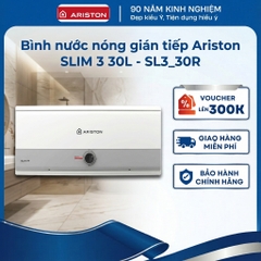 Bình nước nóng gián tiếp Ariston SLIM 3  30 Lít - Bình ngang LED - SL3-30R - Hàng chính hãng
