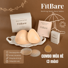 Combo Mùa Hè FitBare (3 Món) - 01 Miếng Dán Bikini, 01 Cặp Đệm Nâng Ngực Push-Up & 1 Cặp Silicone Thoáng Khí Chống Nước