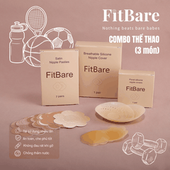 Combo Thể Thao FitBare (3 Món) - 01 Cặp Dán Ngực Silicone Tự Thân & 01 Thoáng Khí & 01 Hoa Chống Nước, Kháng Mồ Hôi