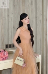 VT nâu cam lệch vai cvay tua rua sóng