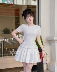 VT kem ren hoa cộc tay đính nơ