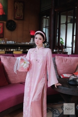 AD hồng gấm lụa 4 tà lót lụa thạch anh (quần hồng lụa thạch anh NP) CS1