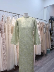 AD gấm xanh lá ht hoa in cổ 3p