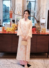 AD kem in ht hoa loang hồng cam đính bông hoa + quần hồng trơn CS2