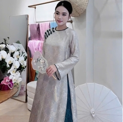 AD thọ rơi xám viền xa đính 5 tag nơ +quần thọ xanh đậm(M,L) CS1,2