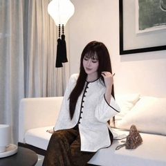 Set pháp phục kem thọ rơi viền nâu +quần thọ rơi nâu