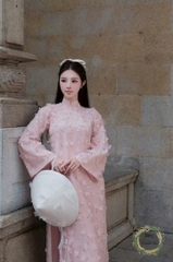 AD hồng cổ 3p đính hoa đào kim sa