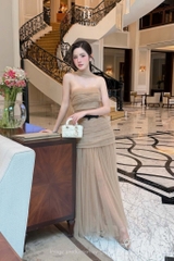 VT nâu cúp ngực đính nơ eo