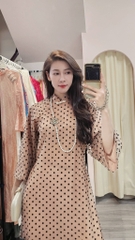 AD chấm bi nâu cổ 3p