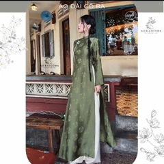 AD xanh rêu ht hoa dây leo tag xanh + quần nhũ bạc M CS1
