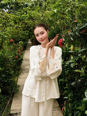 Set pháp phục kem đính kim sa hoa +quần