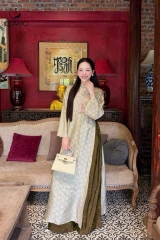 Ad vân hoa vàng + quần xanh thọ xanh đậm