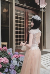VT nâu ren cộc tay đính cúc
