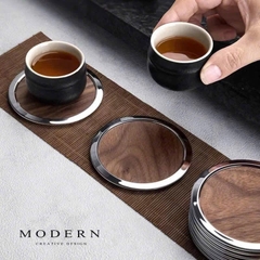 SET 6 LÓT LY CỐC MODERN GỖ ÓC CHÓ