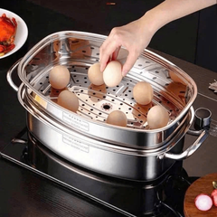 Nồi hấp cá 2 tầng inox 304 N718